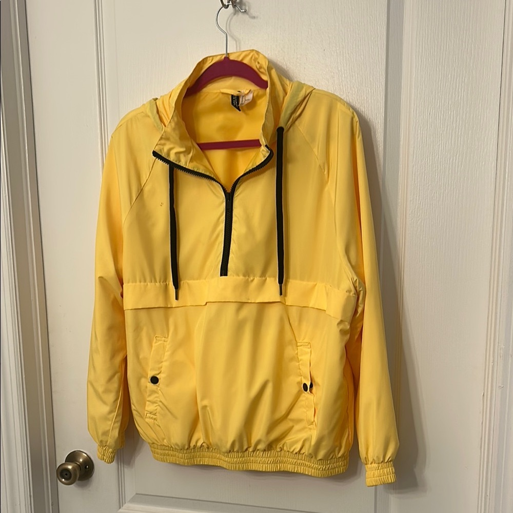 Yellow Hooded Windbreaker Jacket